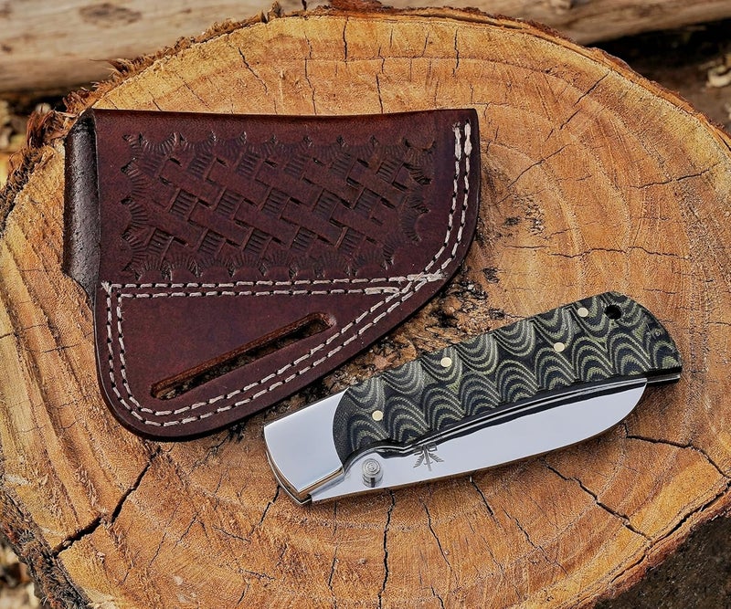 BE BREAK EDGE Hawkbill,Folding Pocket Knife with Curved Steel Blade, Lineman Tools,Black&Green G10 Handle. - Image 5